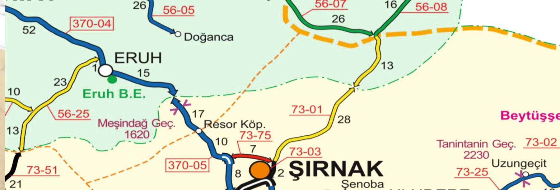 Şırnak–Pervari–Narlı Yolu — güzergâh haritası 1